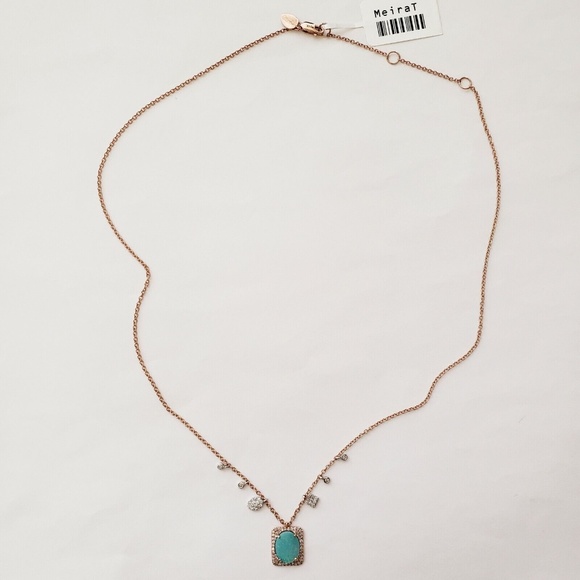 Meira T 14K Rose Gold Diamond 0.31 CTW Opal 1.02 CTW Pendant Necklace - Picture 4 of 8